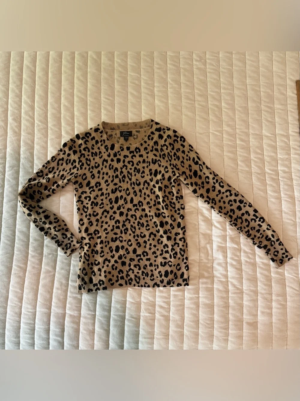 J. Crew Leopard Print 100% Cashmere Sweater in Tan and Black